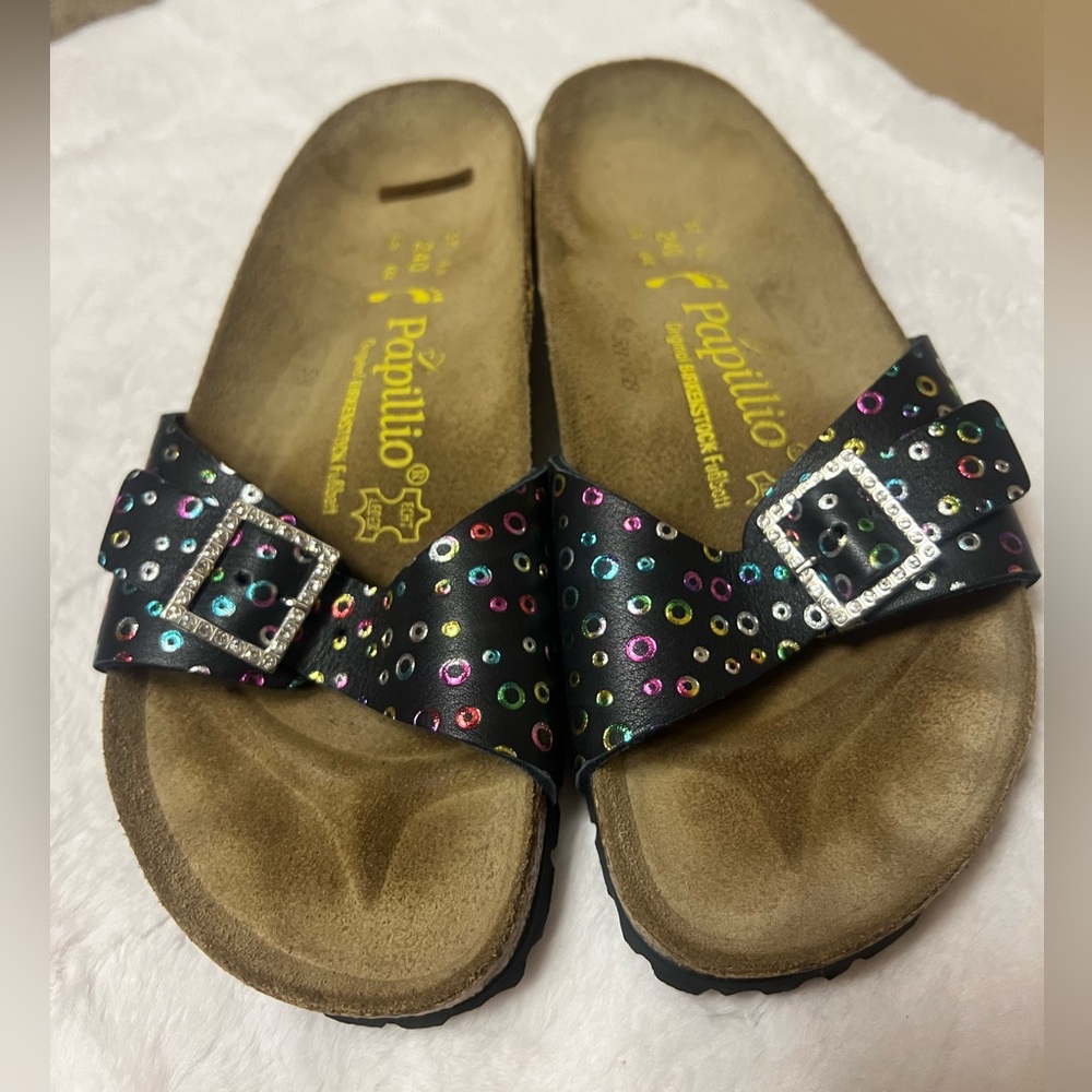 Papillio Black Sandals with Colorful Accents